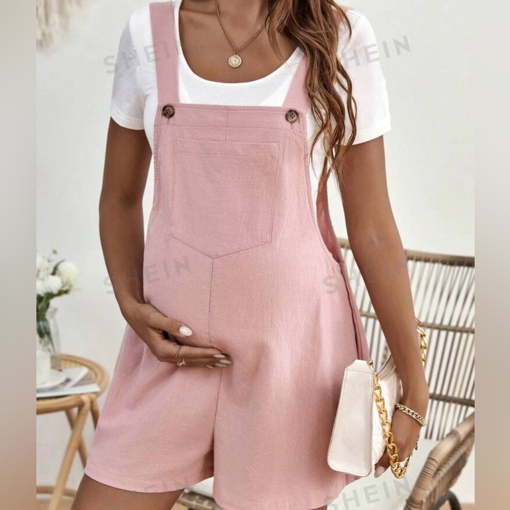 Maternity Patched pocket overall romper